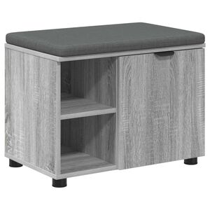 vidaXL Haldna klop z blazino s polico Siva Sonoma 60 x 38 x 46 cm