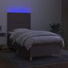 vidaXL Box spring postelja z vzmetnico LED taupe 100x200 cm blago