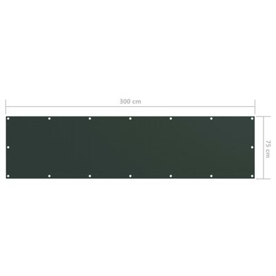 vidaXL Balkonsko platno temno zeleno 75x300 cm oksford blago