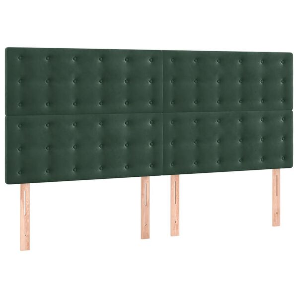 vidaXL Vzglavje postelje temno zeleno 180x5x118/128 cm žametno