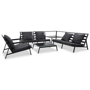 vidaXL Vrtna garnitura z blazinami 5-delna aluminij temno siva