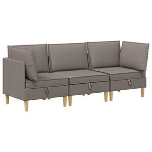 vidaXL Modularni kavč s shranjevanjem 3 kos Taupe Blago