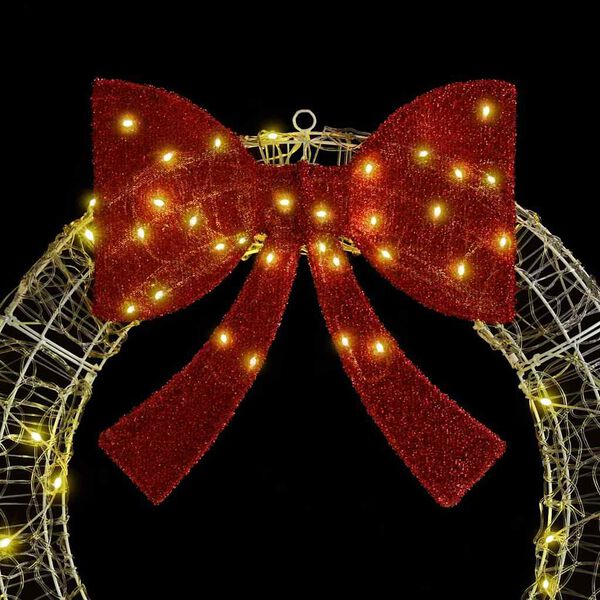 vidaXL Venec med 80 LED Toplo bela 92 x 9.5 x 92 cm Akril