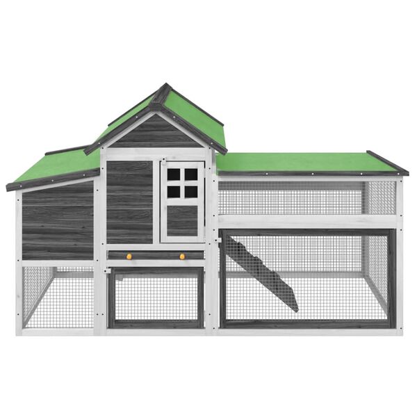 vidaXL Kokošnjak siv 186,5x58,5x113 cm trdna borovina