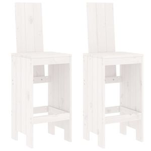 vidaXL Barski stolček 2 kosa bel 40x42x120 cm trdna borovina