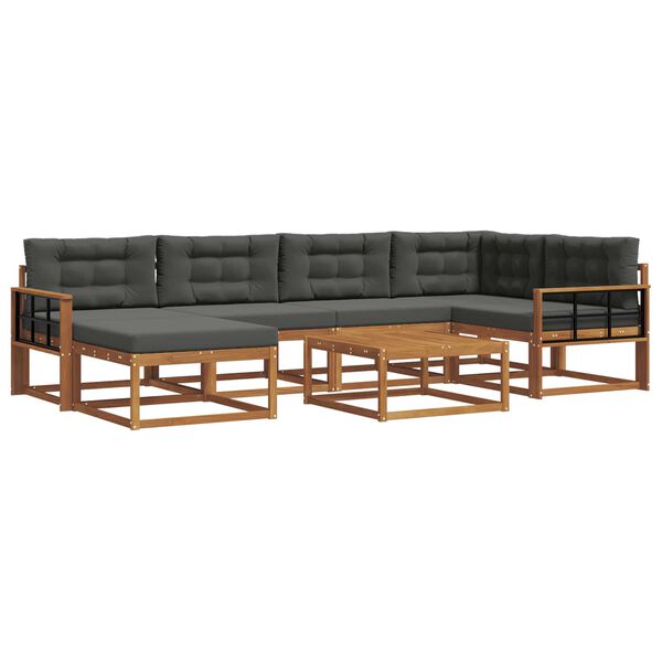 vidaXL Zunanja garnitura za sedenje 7 pcs Naravna in antracitna