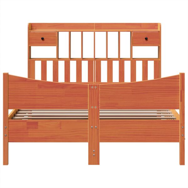 vidaXL Posteljni okvir brez vzmetnice vo&scaron;č. rjav 150x200 cm borovina