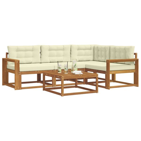 vidaXL Zunanja garnitura za sedenje z blazino 5 pcs Naravna in smetana