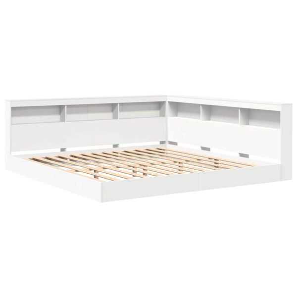 vidaXL Polica postelja z vzglavjem Bela 180 x 200 cm Konstruiran les