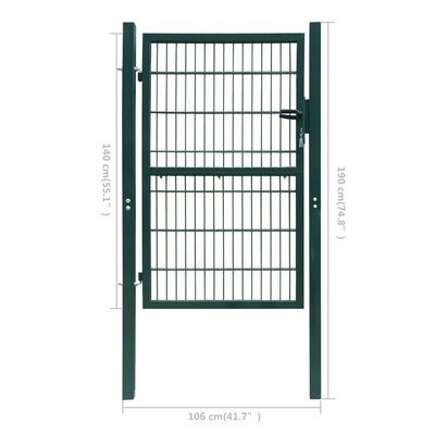 vidaXL 2D ograjna vrata (enojna) zelena 106x190 cm