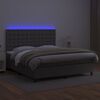 vidaXL Box spring postelja z vzmetnico LED siva 160x200cm umetno usnje