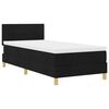 vidaXL LED Box Spring Postelja z LED trakami Črna 90 x 200 cm blago