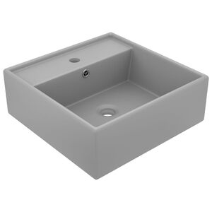 vidaXL Razko&scaron;en umivalnik kvadraten mat svetlo siv 41x41 cm keramika