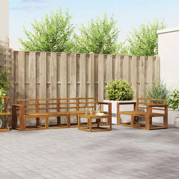 vidaXL Zunanja garnitura za sedenje 7 pcs Naravna Masiven les akacije