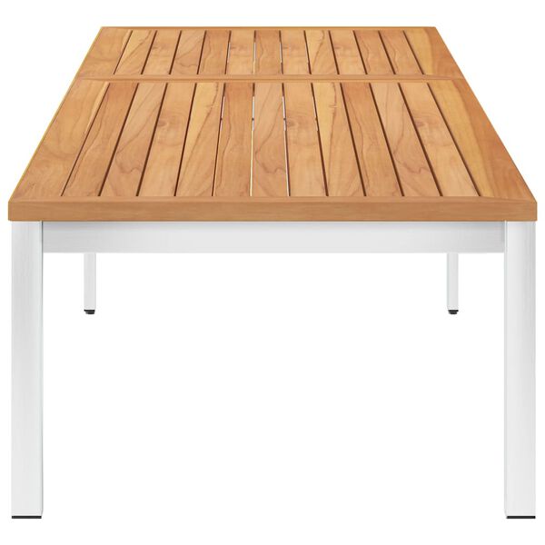 vidaXL Ležalnik z blazino trdna tikovina in nerjaveče jeklo