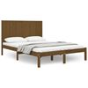 vidaXL Posteljni okvir medeno rjav iz trdne borovine 135x190 cm