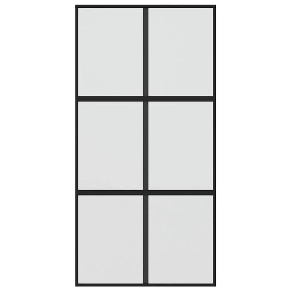 vidaXL Drsna vrata črna 102,5x205 cm kaljeno steklo in aluminij
