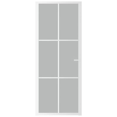 vidaXL Notranja vrata 83x201,5 cm Bela mat steklo in aluminij