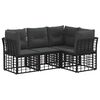 vidaXL Zunanja garnitura za sedenje z blazino 4 pcs Črna Poliester