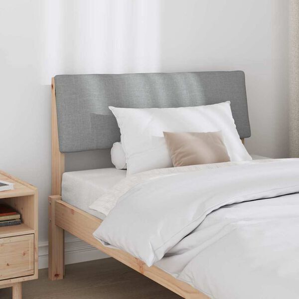 vidaXL Tapecirano vzglavje Svetlo siva 100 cm Masivno borovo les