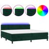 vidaXL Box spring postelja z vzmetnico LED tem. zelena 200x200cm žamet