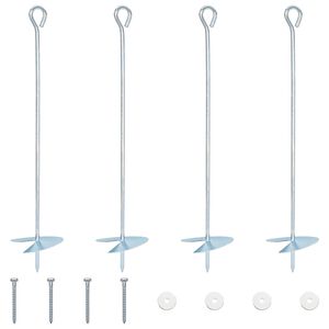 vidaXL Zemeljski klin 4 pcs Srebrna &Oslash;10 x 50 cm Cinkani kovina