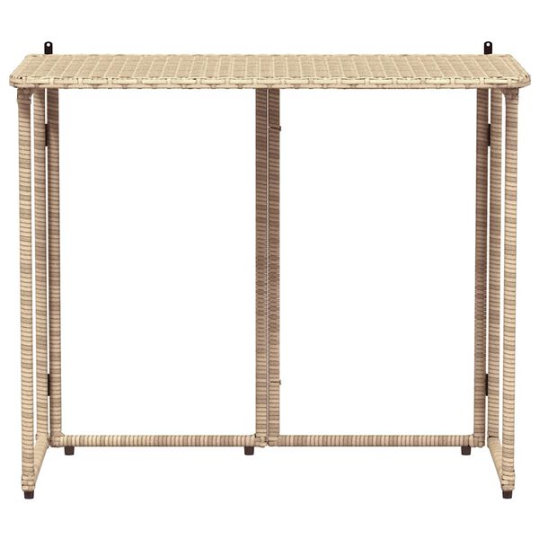 vidaXL Zložljiva vrtna miza Beige 90x51x75 cm Poly Rattan
