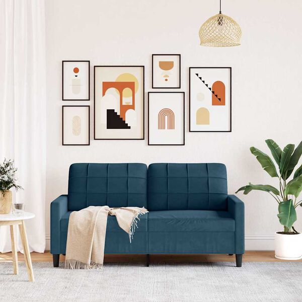 vidaXL Kavč dvosed moder 140 cm žamet