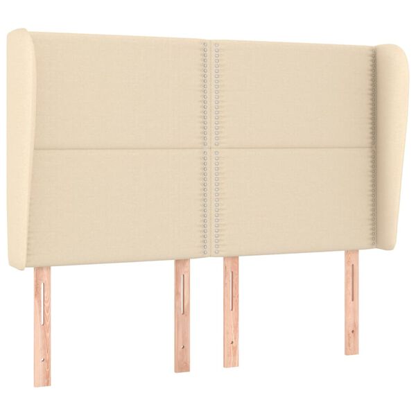 vidaXL Vzglavje z u&scaron;esi krem 147x23x118/128 cm blago