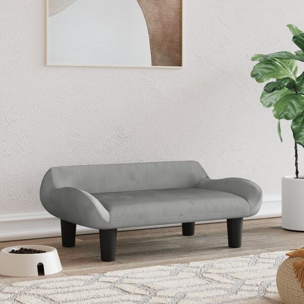 vidaXL Pasja postelja svetlo siva 70x40x24 cm žamet