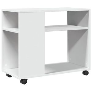 vidaXL Stranska mizica s kolesi bela 70x35x60 cm inženirski les
