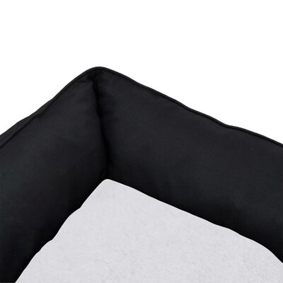 vidaXL Pasja postelja črna in bela 85,5x70x23 cm videz platna flis