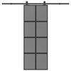 vidaXL Drsna vrata z opremo 76x205 cm kaljeno steklo in aluminij