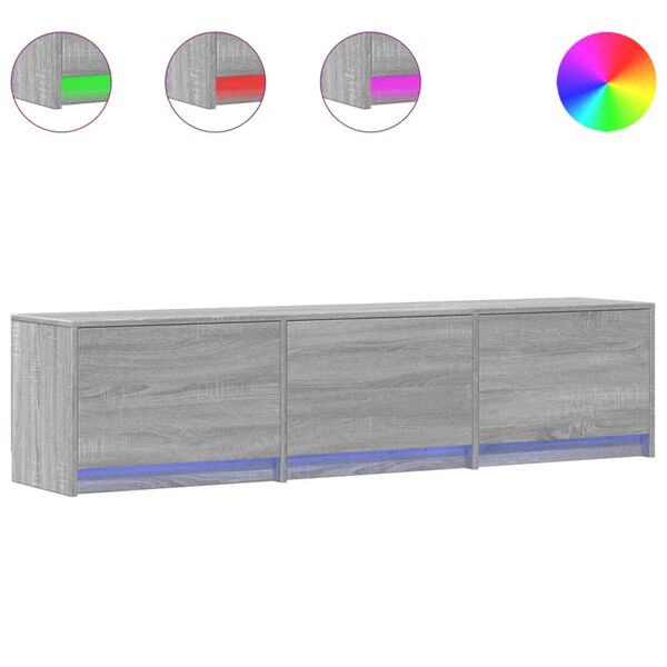 vidaXL TV omarica z LED Siva Sonoma 165 x 34 x 40 cm Konstruiran les