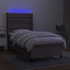 vidaXL Box spring postelja z vzmetnico LED taupe 90x200 cm blago