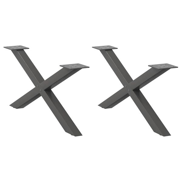 vidaXL Noge za klubsko mizico v obliki črke X 2 kosa antracit 70 x (30-31) cm jeklo
