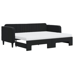 vidaXL Izvlečna dnevna postelja z vzmetnicami črna 80x200 cm žamet