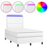 vidaXL Box spring postelja z vzmetnico LED bela 120x190 cm um. usnje