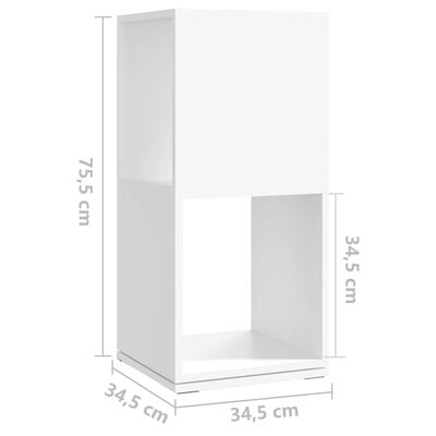 vidaXL Vrtljiva omarica bela 34,5x34,5x75,5 cm iverna plošča