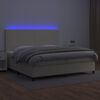 vidaXL Box spring postelja z vzmetnico LED krem 200x200cm umetno usnje