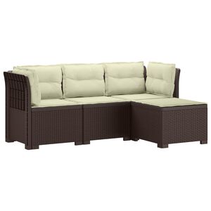 vidaXL 4-sedežna vrtna sofa z blazinami, rattan videz PP Rjava