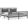vidaXL Posteljni okvir z vzglavjem siv 200x200 cm trden les