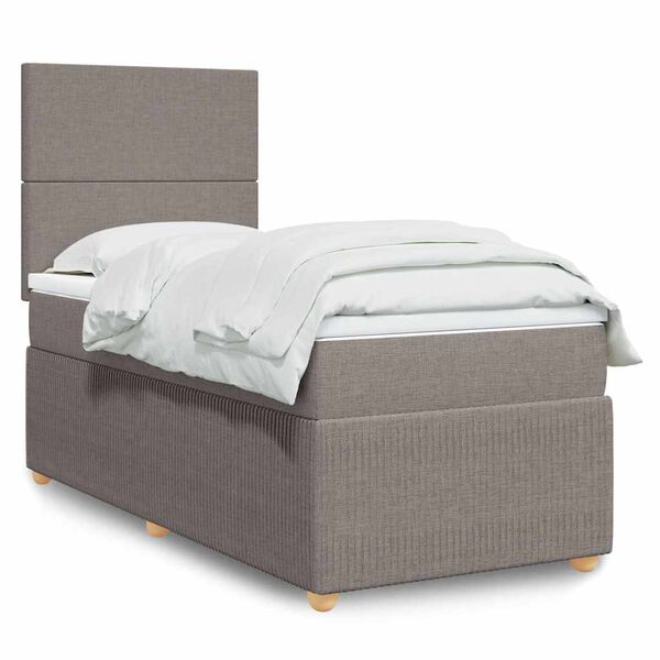 vidaXL Box spring postelja z vzmetnico taupe 100x200 cm blago