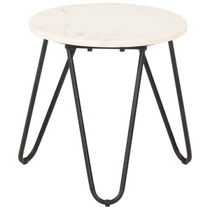 vidaXL Klubska mizica bela 40x40x40 cm pravi kamen z marmorno teksturo