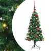 vidaXL Kotično umetno božično drevo Zelena 120 cm PVC in kovina