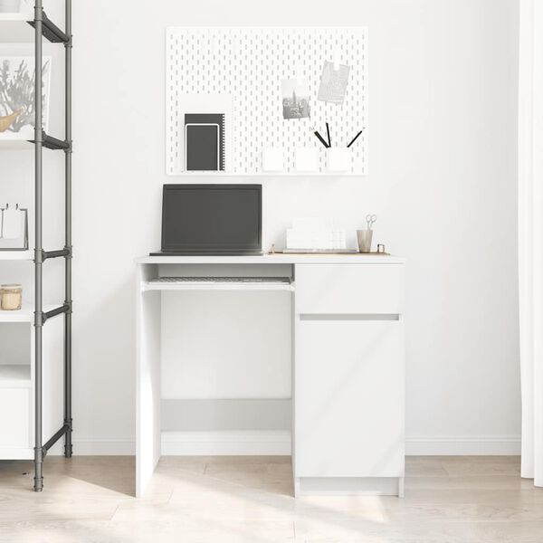 vidaXL Pisalna miza bela 86x49x76 cm inženirski les