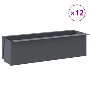 vidaXL Cvetlična korita za evro palete 12 kosov siva 36x13,5x9,5 cm PP