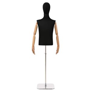 vidaXL Prilagodljiva manekenka 170-218 cm z osnovo Mo&scaron;ki PP Črna