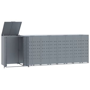 vidaXL Lopa za smetnjak za 5 smetnjakov siva 345x79x117 cm jeklo