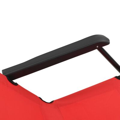 vidaXL Zložljiv ležalnik 2 kosa z naslonjali za noge jeklo rdeče barve